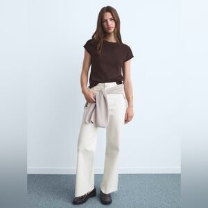 Mango High Rise Cream Jeans